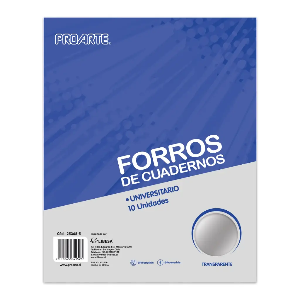 FORRO PLASTICO CUADERNO UNIVERSITARIO
