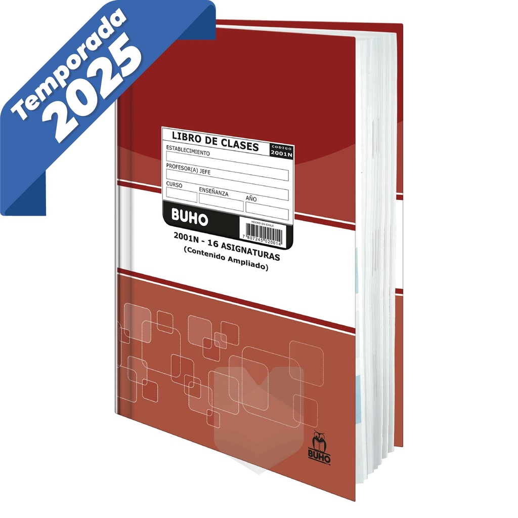 LIBRO DE CLASES EDUC. BÁSICA 1º A 8º DE 16 ASIGNATURAS 2001N