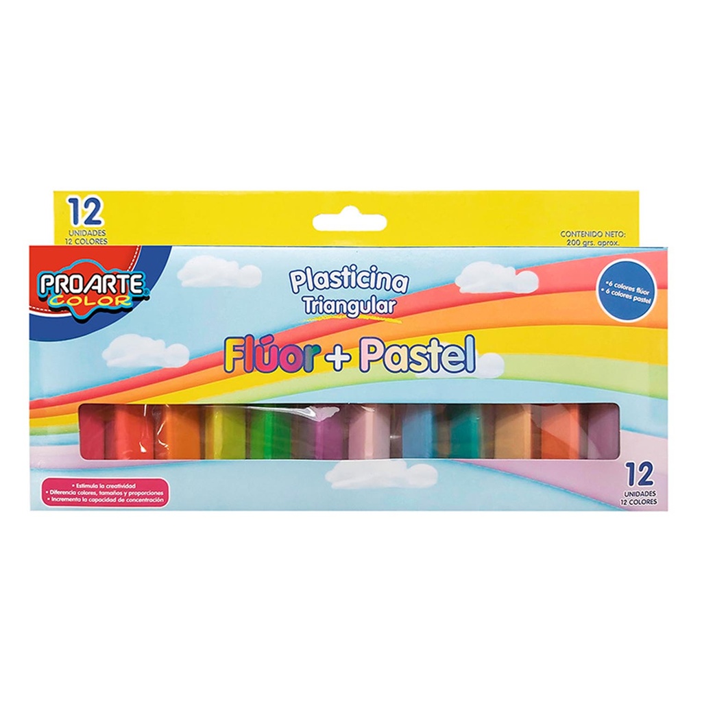 PLASTICINA 12 COLORES NEON