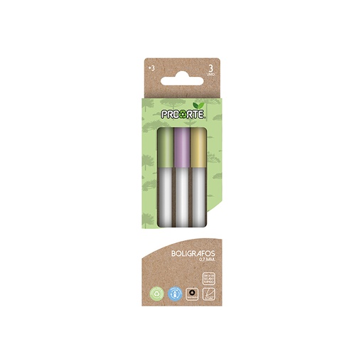 [NZ-010157] Bolígrafo Proarte eco 3 unidades 0,7 mm negro
