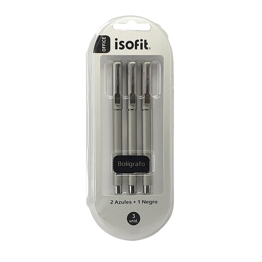 [NZ-010601] Boligrafo GEL 3un 2azul+1negro ISOFIT 