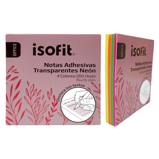 [NZ-010184] Notas adhesivas transparentes  ISOFIT 76x76 