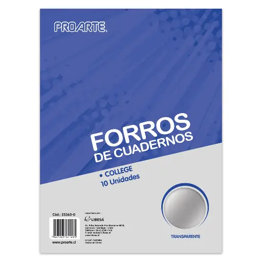 [25365-0] FORRO PLASTICO CUADERNO COLLEGE