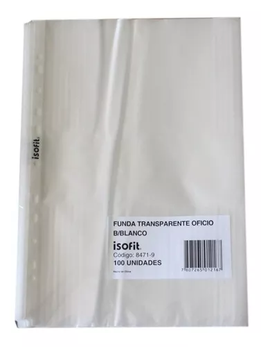 [8471-9] FUNDA PLASTICA OFICIO X 100 UD LOMO BL