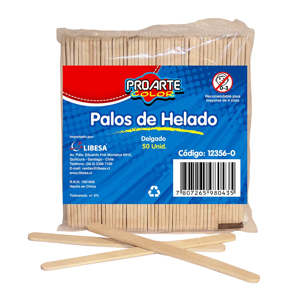 [12356-0] PALO HELADO NATURAL BOLSA 100 UNIDADES