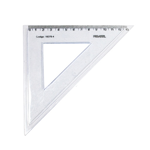 [13010-9] REGLA ESCUADRA ACRILICA TRANSPARENTE CON BASE 45X2 CM