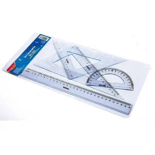 [11446-4] SET GEOMETRIA 5 PIEZAS 30CM - TRANSPARENTE